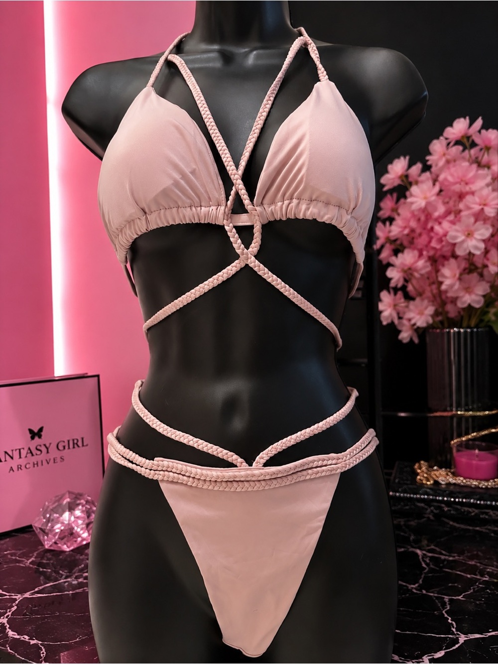 Strappy Rope Bikini Set - Tan - Picture 1 of 5